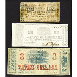 Louisiana, Lot of 3 notes