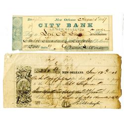 New Orleans Fiscal  Paper Pair, ca.1840s.