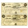 Image 1 : Terre haute Alton & St.Louis Rail road Co., 1859 $5 Obsolete Banknote Pair.