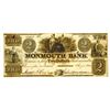 Image 1 : Freehold, NJ. Monmouth Bank 1842 $2 Serial #1 Obsolete Banknote.