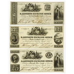 R. Lefferts Exchange office, 1857 Obsolete Scrip Note trio.