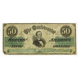 C.S.A.  1861 $50 T-16, CR-83, Issued banknote.