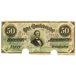 C.S.A., $50, T-57, Cr-406 to 417, 1863 Confederate Note.