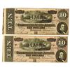 Image 1 : C.S.A., 1864 Lot of 2 $10 Notes T-68, Both AU to Choice AU and Sequential Serial Numbers.