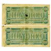 Image 2 : C.S.A., 1864 Lot of 2 $100 Notes T-65 Banknote Pair.