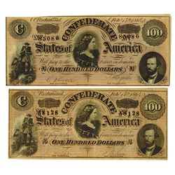 C.S.A., 1864 Lot of 2 $50 Notes T-65 Banknote Pair.