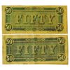 Image 2 : C.S.A., 1864 Lot of 2 $50 Notes T-66, Both are Choice VF to XF.