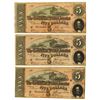 Image 1 : C.S.A., 1864 Lot of 3 $5 Notes T-69, All are AU to Choice AU and 2 with Sequential Serial Numbers.