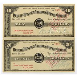 Duluth, Missabe & Northern Railway Company, 1907 Panic Currency Pair.