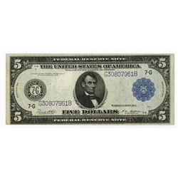 U.S. Federal Reserve Note, $5, 1914, Fr#871, Chicago District, Issued Note.