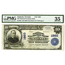 National Exchange Bank of Augusta, $10, Series of 1902 Plain Back, Fr#628, Ch# 1860