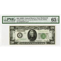 U.S. Federal Reserve Note, $20, 1928B, Fr#2052-E, Issued Star Note.