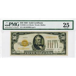 U.S. Gold Certificate, $50 1928, Fr#2404 (AA Block), Woods |Mellon Signatures.