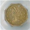 Image 2 : California Fractional Gold Token $1 1869,  gold PCGS graded AU55.