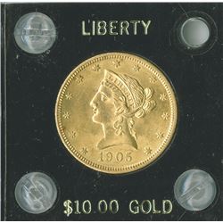 Liberty $10, 1905,  Eagle Reverse, gold, Unc.