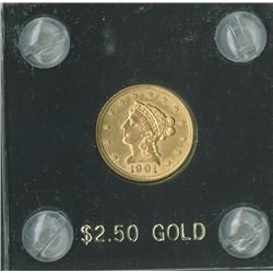 Liberty $2.50 1901, Eagle Reverse, gold  UNC.