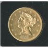 Image 2 : Liberty $5 1879,  Eagle Reverse, gold,  AU/UNC