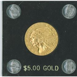 Liberty $5 1908  Eagle Reverse, gold, UNC