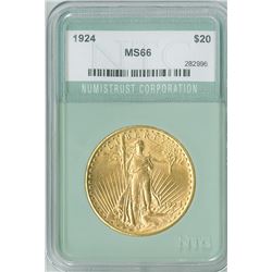 St. Gaudens $20, 1924 gold, NTC graded MS66