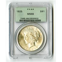 U.S. Silver Dollars, 1925-P, PCGS graded MS66.