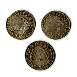 Poland, Stephan Bathori, 1581-1586, Trio of Silver Coins