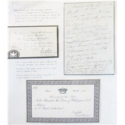 Autograph letter Duke of Wellington & Funeral and State Cards, ca.1840-1857.