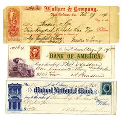 New Orleans Trio of 1870s Checks, Issued & Paid