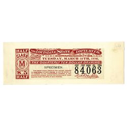 Louisiana State Lottery Co., 1886 Specimen Trial Color Lottery Ticket from Hamilton BNC.