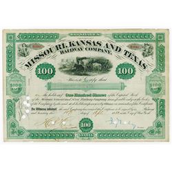 MKT 1880 Issued Stock Certificate Signed by Jay Gould as President.