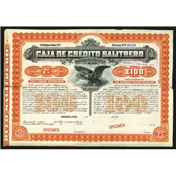 Caja De Credito Salitrero Specimen Bond.