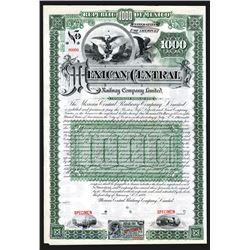 Mexican Central Railway Co., LTD, 1889 Specimen Gold Coupon Bond.