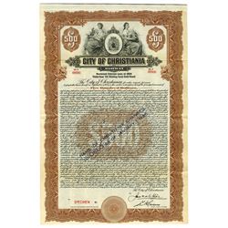 City of Christiania, 1924 Specimen Bond