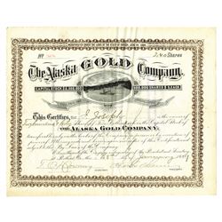 Alaska Gold Company, January 28th, 1889 Stock Certificate, One of the Earliest Alaska Mining Certifi