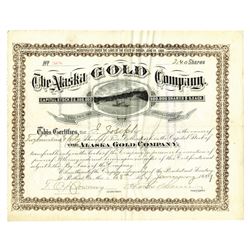 Alaska Gold Company, January 28th, 1889 Stock Certificate, One of the Earliest Alaska Mining Certifi