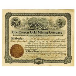 Corson Gold Mining Co. of Alaska, 1902 Issued Stock Certificate.