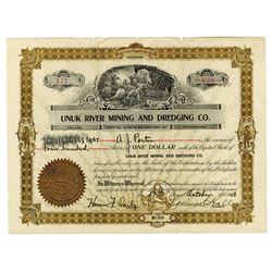 Unuk River Mining and Dredging Co. 1908 Stock Certificate.