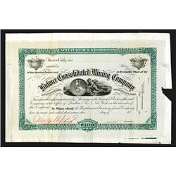 Bodie Mining District - Bulwer Consolidated Mining Co. 1879 Proof Stock Certificate.