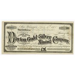 Dayton Gold and Silver Mining Co., 1875 Issued Stock Certificate.