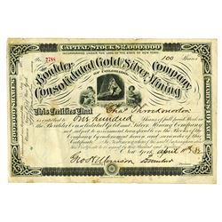 Boulder Consolidated Gold and Silver Mining Co., 1882 Issued Stock Certificate