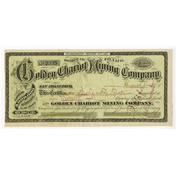 Golden Chariot Mining Co., 1875 Issued Stock Certificate.