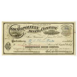 Cosmopolitan Mining Co., 1875 Issued stock Certificate.