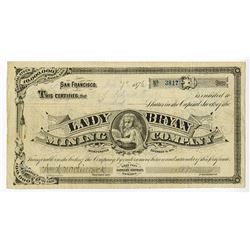 Lady Bryan Mining Co., 1876 Issued Stock Certificate.