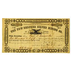 New Bedford Silver Mining  Co., 1881 Issued Stock Certificate.