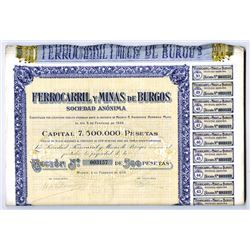 Ferrocarril y Minas de Burgos, 1920 Issued Bond Lot of 50 Pieces