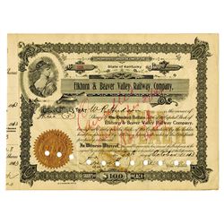 Elkhorn & Beaver Valley Railway Co., 1913 Issued Stock Certificate