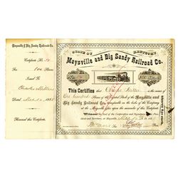 Maysville and Big Sandy Railroad Co., 1888 Issued Stock Certificate