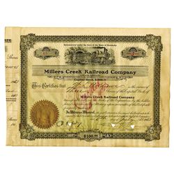 Millers Creek Railroad Co., 1923 Issued Stock Certificate