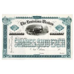 Louisiana Western Railroad Co., 1883 Unique Approval Proof Stock Certificate.