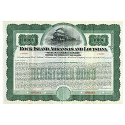 Rock Island, Arkansas and Louisiana Railroad 1906 Registered Specimen Bond.