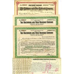 Baltimore & Ohio Rail Road Co., ca.1890-1906 Group of Issued Stock Certificate